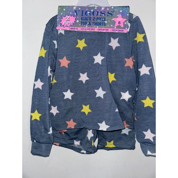 Vigoss Girls 2-Piece Top & Shorts Set Size 6 Star Print Graphic Tee - Picture 1 of 5